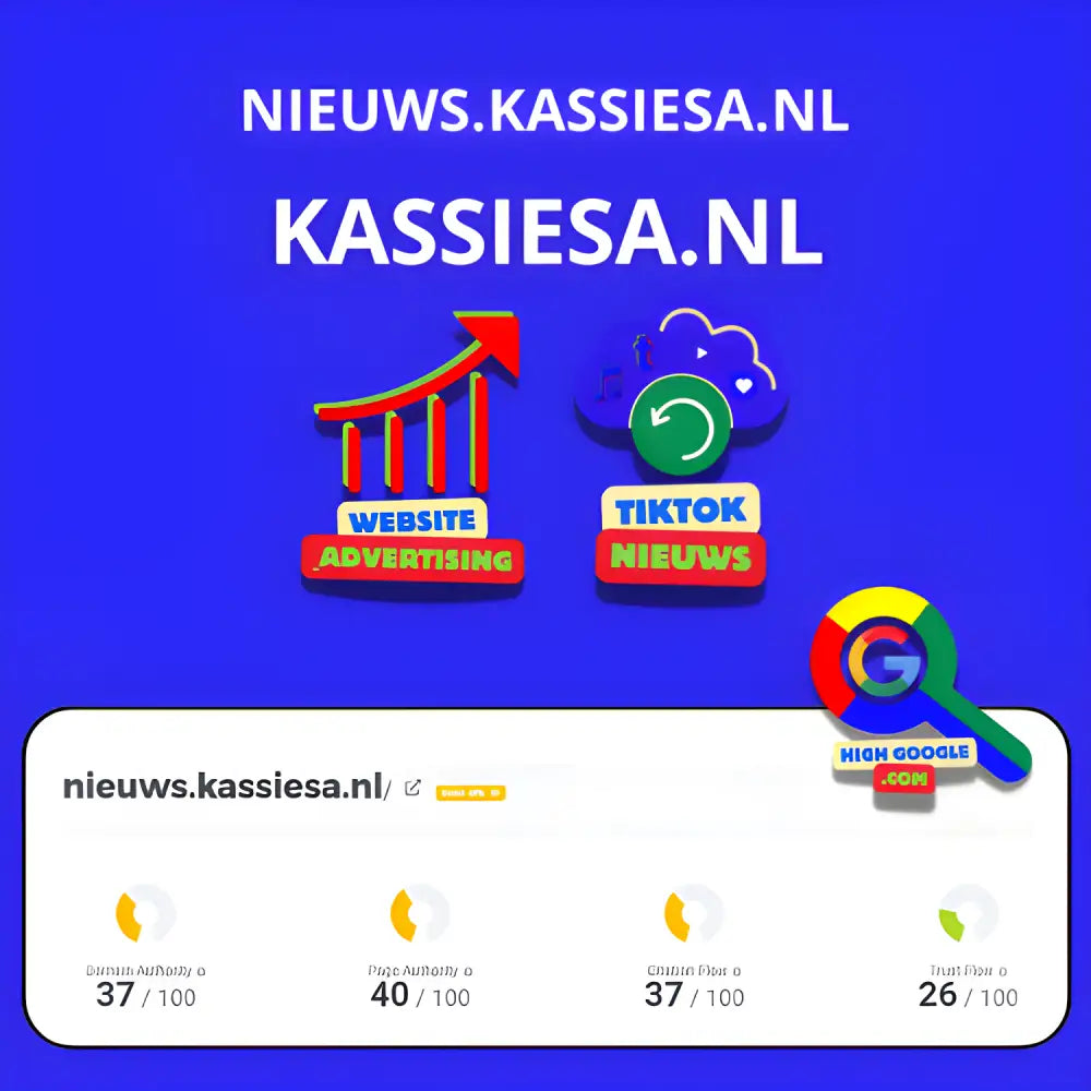 Website-advertentie en TikTok-nieuwspromotie voor Backlink Kassiesa met AED